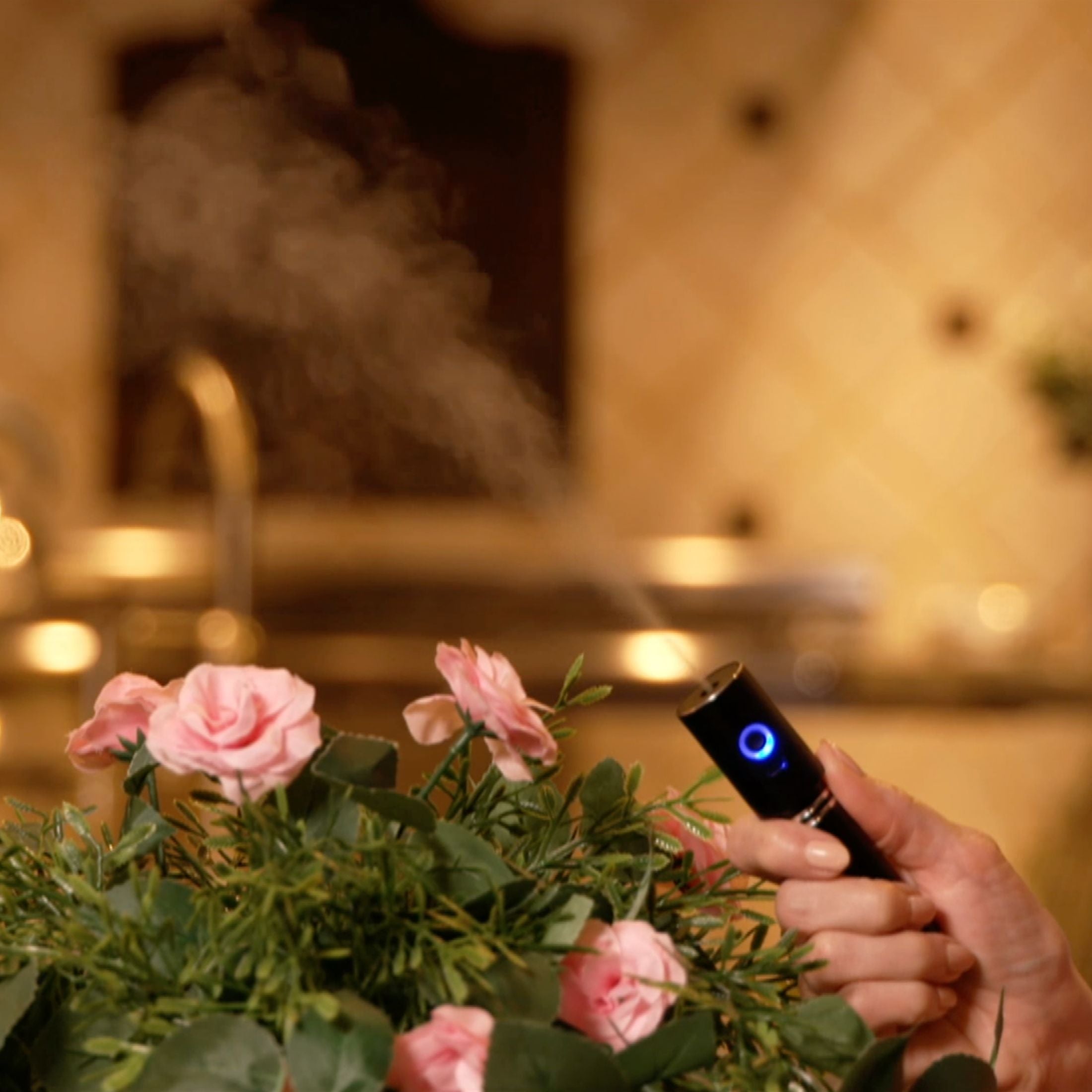 16" Scented Diffusing Faux Floral Hanging Basket