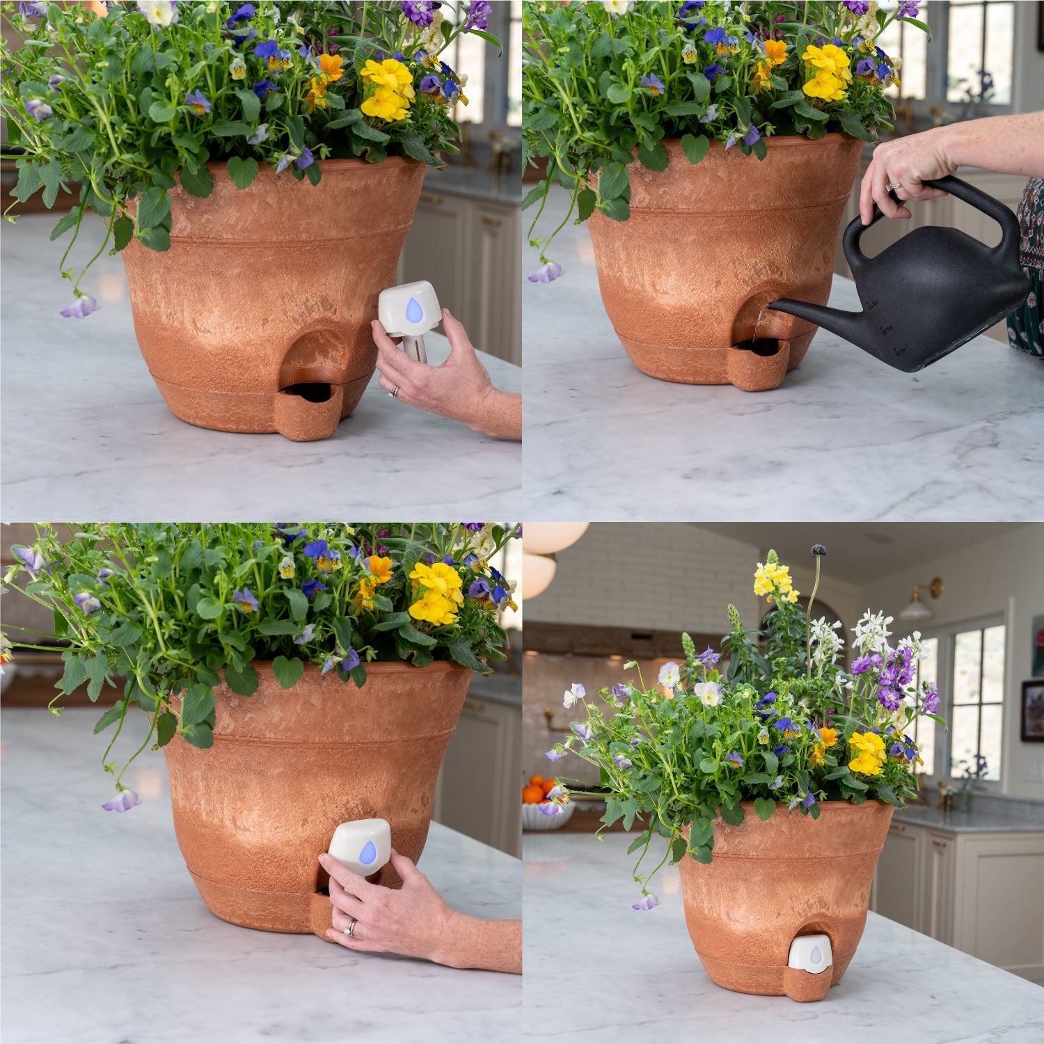 Bernini Set of 2 Firmastone 15" Self-Watering Smart Planters