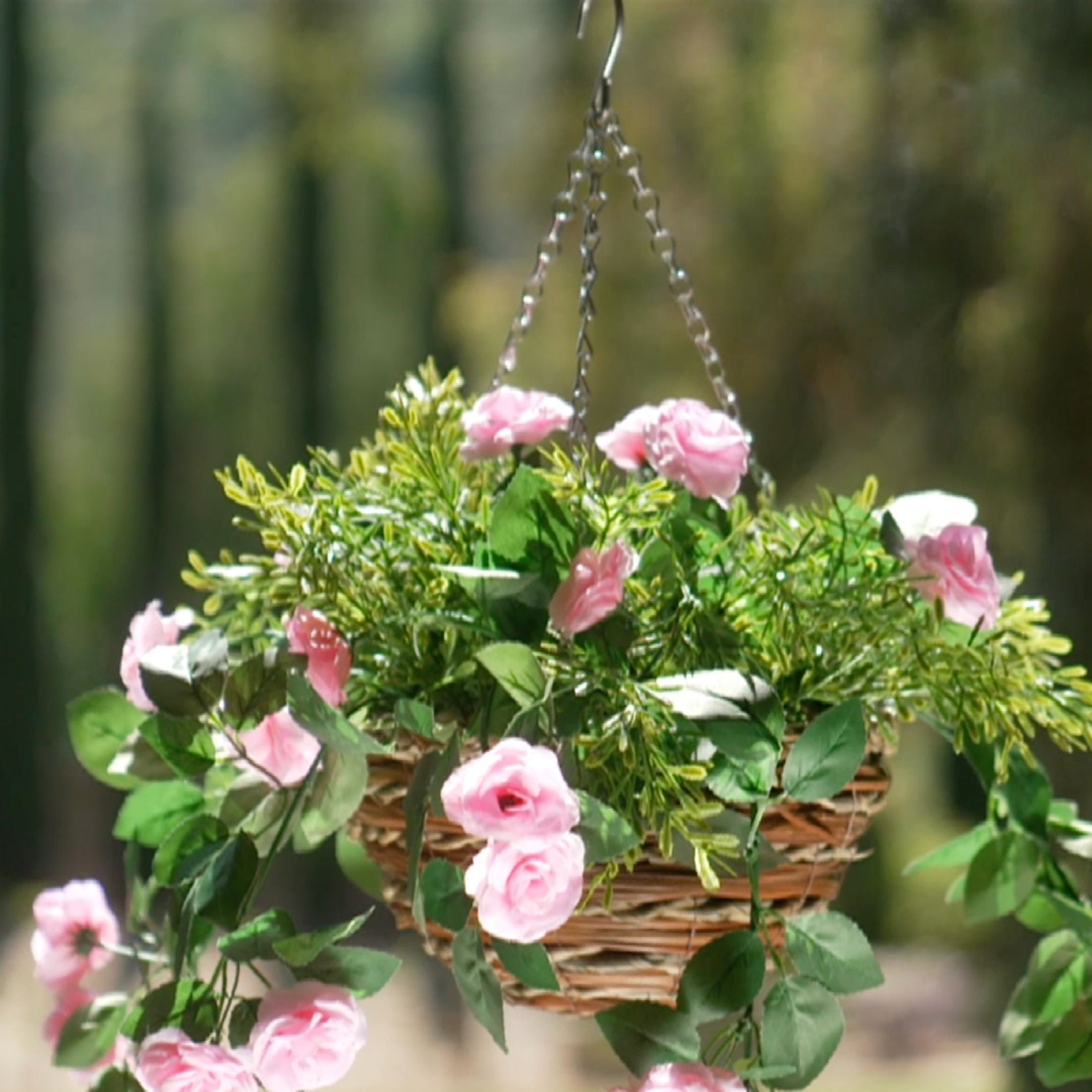 16" Scented Diffusing Faux Floral Hanging Basket
