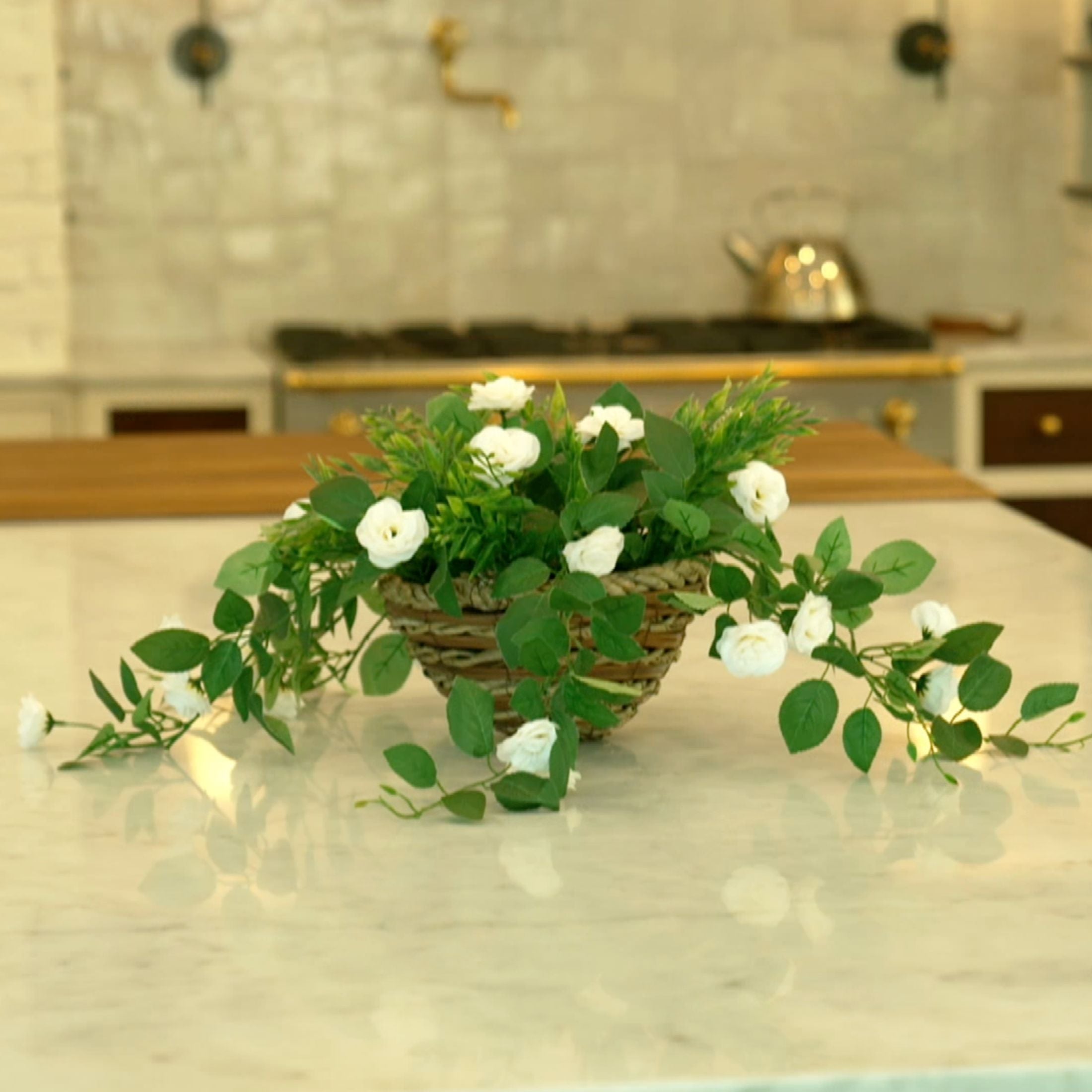 16" Scented Diffusing Faux Floral Hanging Basket